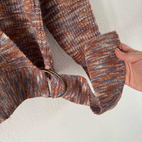 NINE WEST Oversized Wrap Sweater Small Belted Knit Coastal Boho Chic Eclectic - Picture 7 of 16